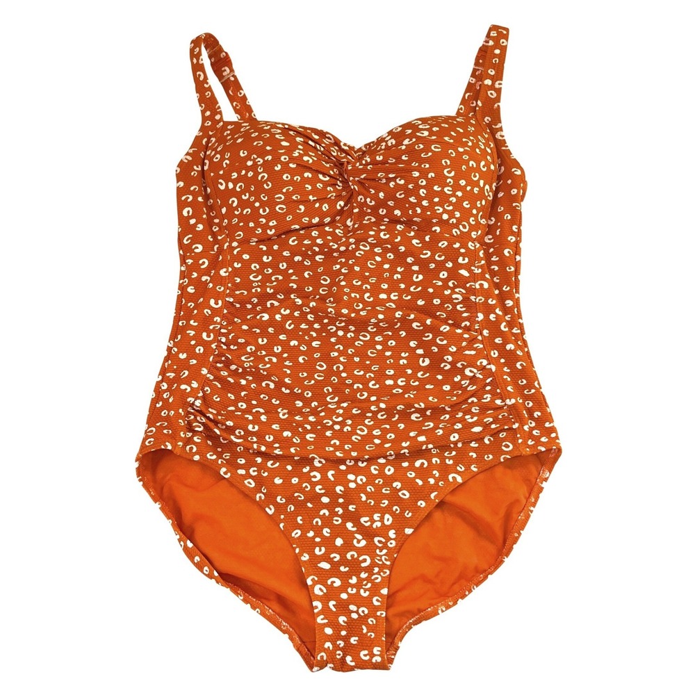 Artesands Womens Orange Textured Leopard One Piece Swimsuit‎ Multi Fit Cup US 10